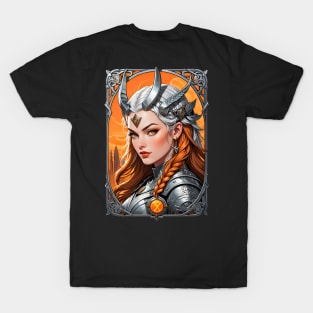 Valkyrie Warrior Nordic Mythology retro vintage comic design T-Shirt